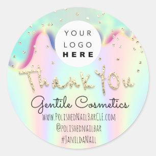 Thank You Gold Sweet 16th Logo Confetti Holograph Classic Round Sticker