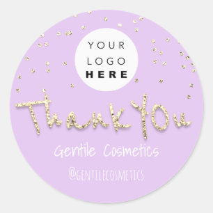 Thank You Gold Sweet 16th Logo Confetti Purple Classic Round Sticker