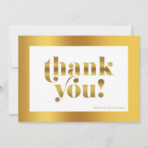 Thank you gold typography, gold on white card
