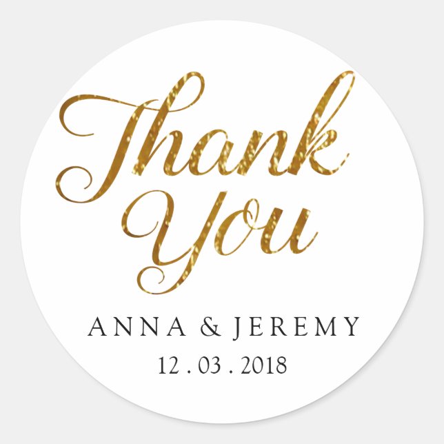 Thank you Gold Wedding Sticker (Front)