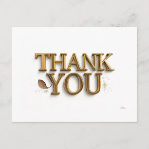Thank you gold white background holiday postcard