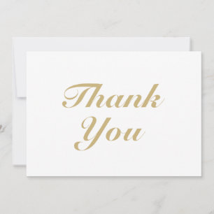 Thank You, gold white elegant script note card