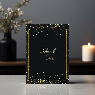 Thank You Golden Black Marble Glitter Card