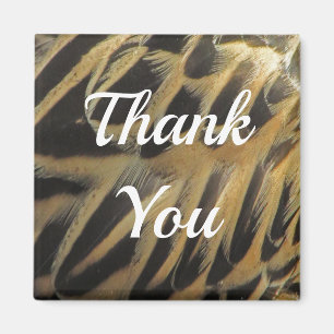 Thank You Golden Brown Duck Feather Appreciation Magnet