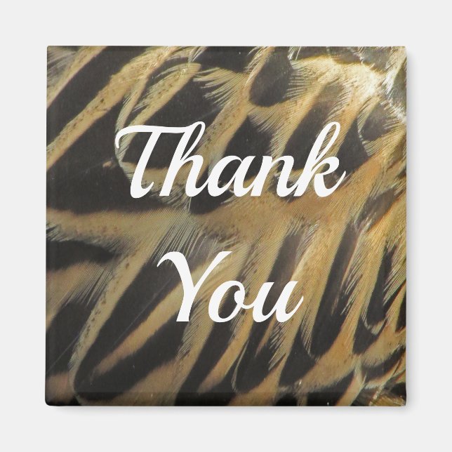 Thank You Golden Brown Duck Feather Appreciation Magnet (Front)