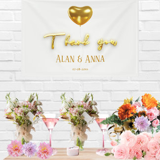Thank you Golden letters and balloon Wedding Banner