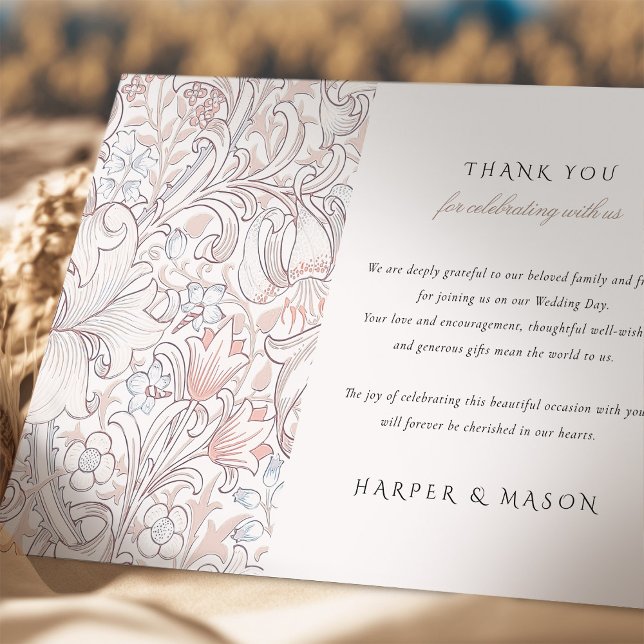 Thank You Golden Lily Classic Pastel Morris Invitation (Creator Uploaded)