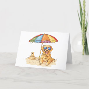 Thank You Golden Retriever Beach Dog Card