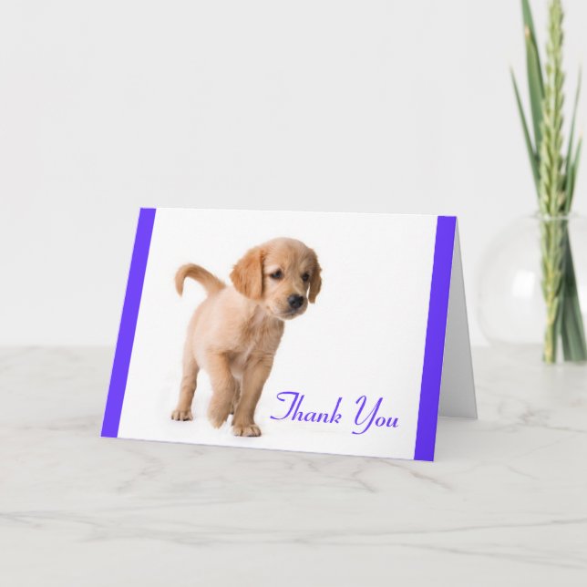 Thank You Golden Retriever Puppy Dog Greeting Card (Front)