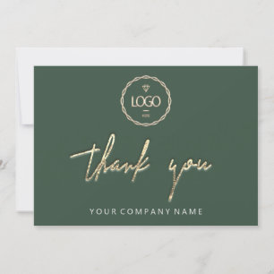Thank You Golden Script Logo Script Green Invitation