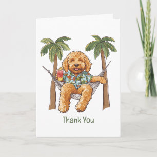 Thank You Goldendoodle Dog In Hawaiian Top Card