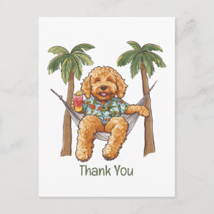 Thank You Goldendoodle Dog In Hawaiian Top Postcard