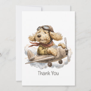 Thank You Goldendoodle Dog Pilot Aeroplane Card
