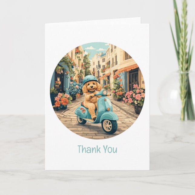 Thank You Goldendoodle Dog Riding Scooter (Front)
