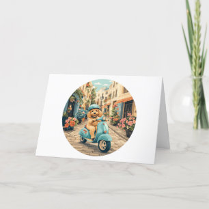 Thank You Goldendoodle Dog Riding Scooter Card
