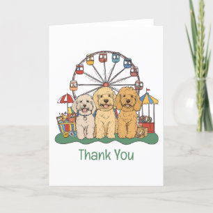 Thank You Goldendoodle Dogs At A Carnival Card