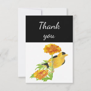Thank You Goldfinch Garden Bird Watercolor