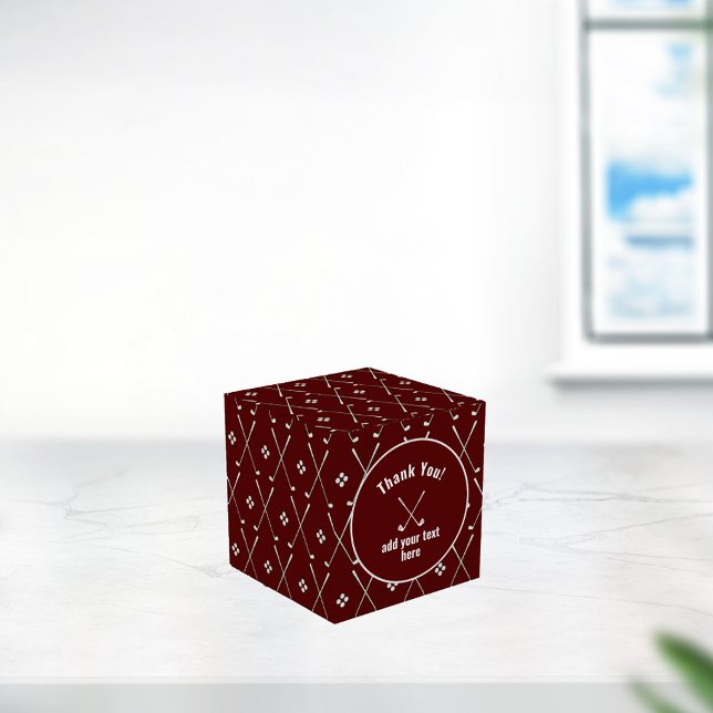Thank You Golf Club Pattern Wine Colour Favour Box (Creator Uploaded)