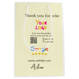 Thank you Google review scan QR business Medium Gift Bag