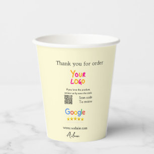 Thank you Google review scan QR business Paper Cups