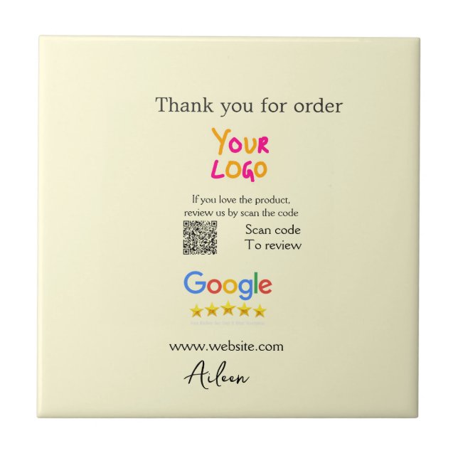 Thank you Google review scan QR business Tile (Front)
