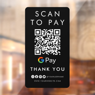 Thank you Google Scan to Pay QR Code Modern Black