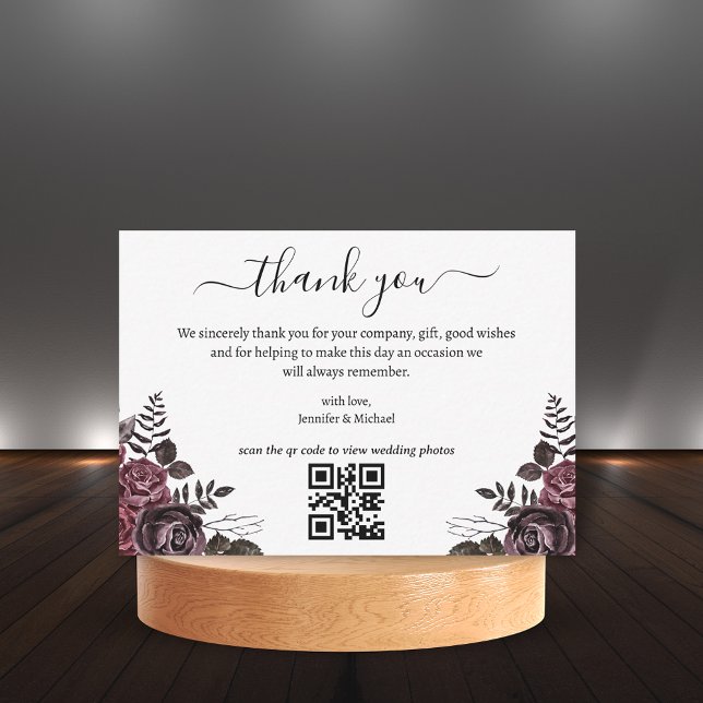 thank you gothic floral wedding qr code card (Creator Uploaded)