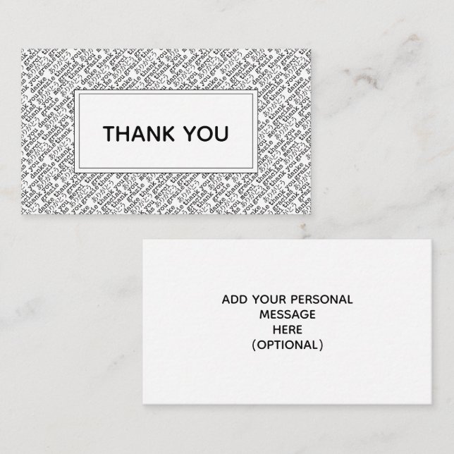 Thank you Gracias Arigato Black White Gratitude Business Card (Front/Back)
