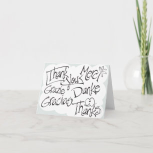 Thank You, Gracias, Merci, Thanks, Black & White You Card
