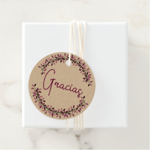 Thank You Gracias Spanish Purple Typography Favour Tags