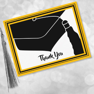 Thank You Grad Cap Black and Gold Postcard