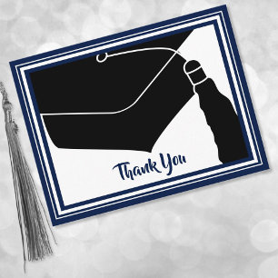 Thank You Grad Cap Navy and White Postcard