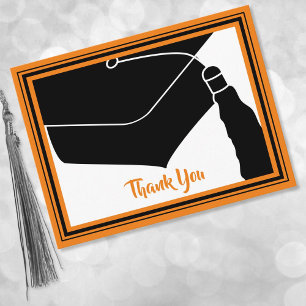 Thank You Grad Cap Orange and Black Postcard