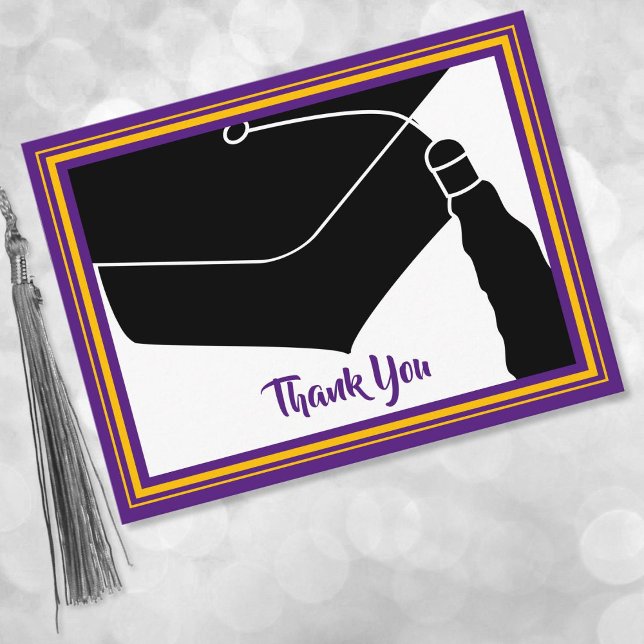 Thank You Grad Cap Purple and Gold Postcard (Creator Uploaded)
