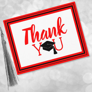 Thank You Grad Cap Red and Black Postcard