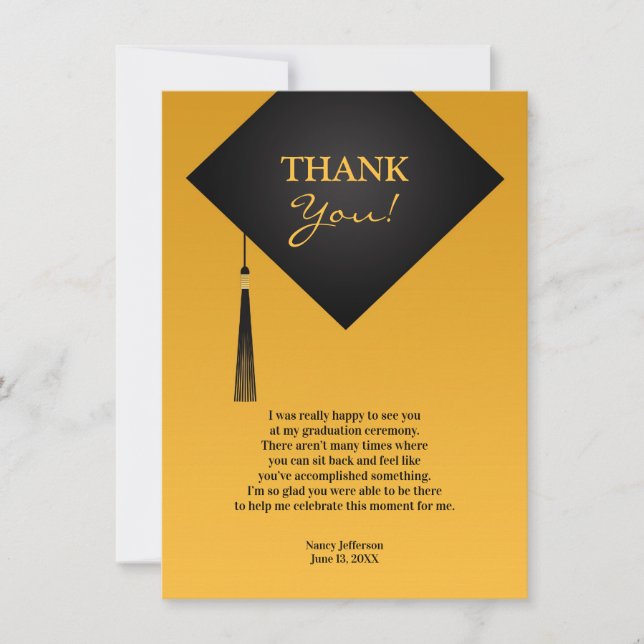 Thank You Graduation Black Hat Invitation (Front)