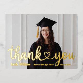 Thank you Graduation Foil Holiday Postcard