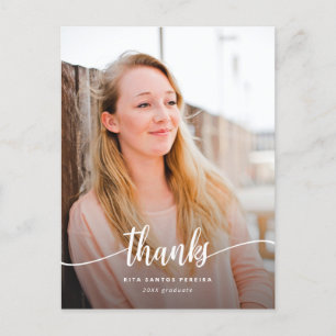 Thank You Graduation Modern Photo Graduate Thanks Postcard