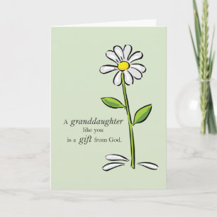 Thank You Granddaughter, Religious Green Daisy Flo Card