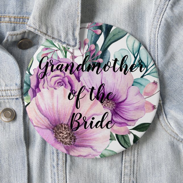 Thank You Grandmother of the Bride or Groom Purple 6 Cm Round Badge (In Situ)