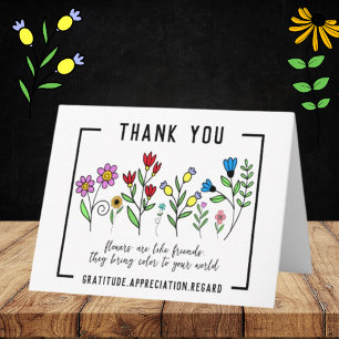 Thank You . Gratitude flower quote thank you card