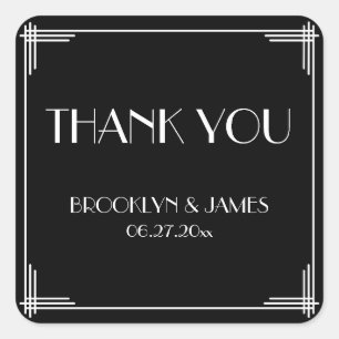 Thank You Great Gatsby Art Deco Wedding Stickers
