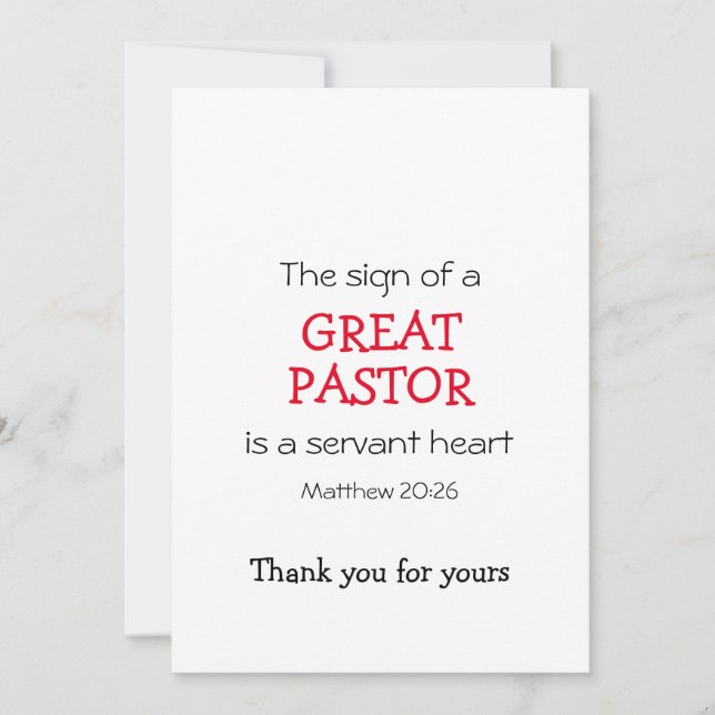 Thank You GREAT PASTOR SERVANT HEART Modern (Front)