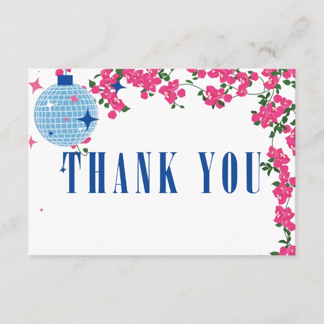 Thank you Greek Bougainvillea bridal shower card (Front)