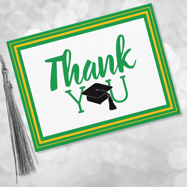 Thank You Green and Gold School Colours Postcard (Creator Uploaded)