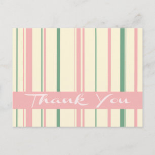 Thank You Green and Pink Blush Stripe Postcard