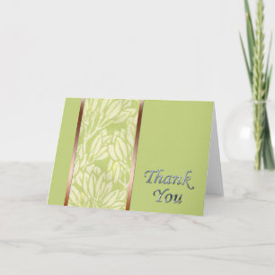 Thank You-Green and Silver floral pattern Thank Yo You Card
