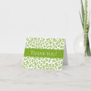 "Thank you!" Green and White Number 80 Pattern Thank You Card