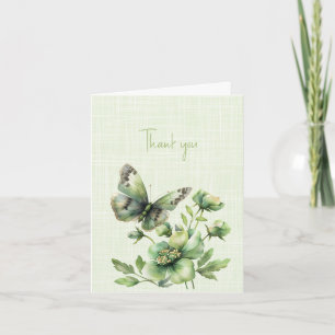Thank you Green Butterflies and Flowers Card