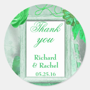 Thank you green country scene classic round sticker